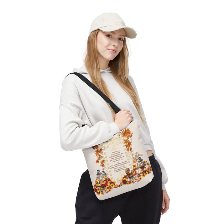Autumn-Inspired Tote Bag - Perfect for Fall Events, Shopping, Gifts, and Everyday Use - Features Poetic Design
