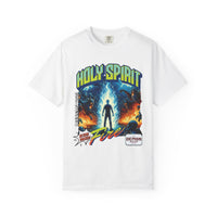Holy Spirit fire short sleeve Christian t-shirt, cool faith tee, vintage comic book style shirt, bible scripture quote, word of God tee