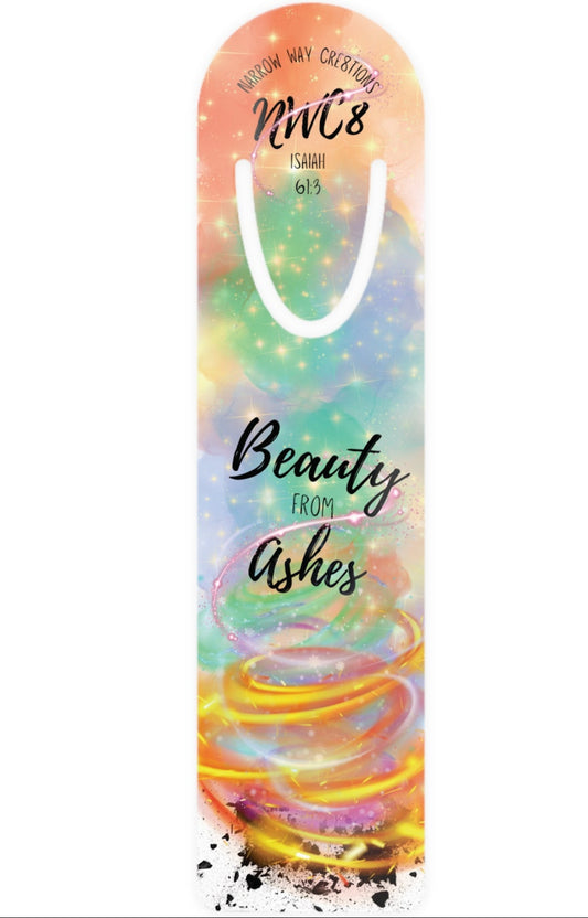 Beauty for ashes Isaiah 6:13 Bible Bookmark, beautiful colorful christian encouraging scripture reference quote page marker