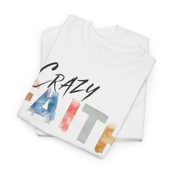 christian crazy faith colorful watercolor paint print Cotton short sleeved Jesus Tee, cool artistic t-shirt, aesthetic watercolor religious