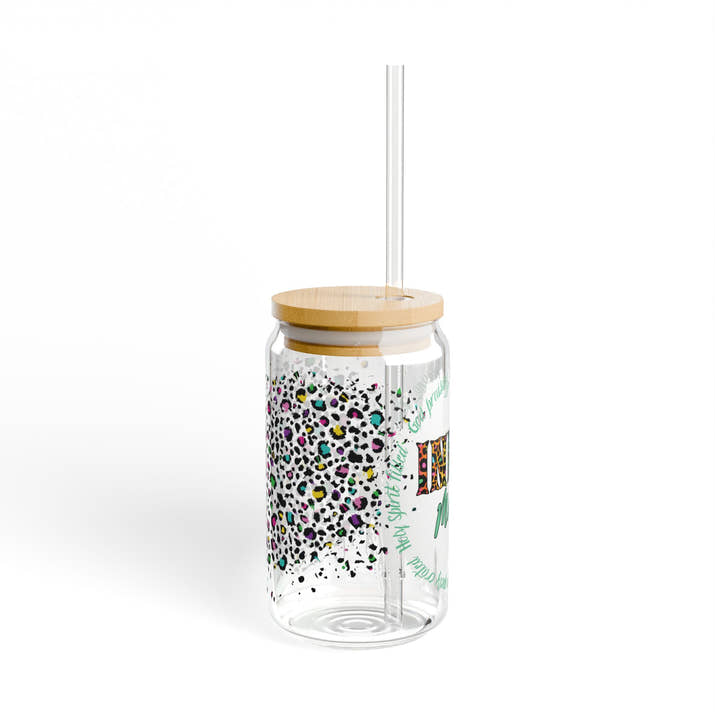 Inked cheetah print glass tumbler, Mother's day gift, Christian drinking glass Tumbler, wife tumbler glass cup , pretty cute faith tumbler