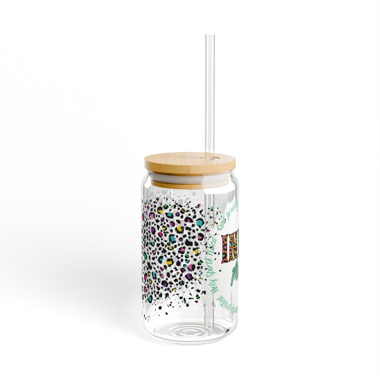 Inked cheetah print glass tumbler, Mother's day gift, Christian drinking glass Tumbler, wife tumbler glass cup , pretty cute faith tumbler