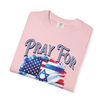 Pray for Israel short sleeve political Christian t-shirt | support Israel prayer tee, United States Israel flag shirt, bible scripture tee