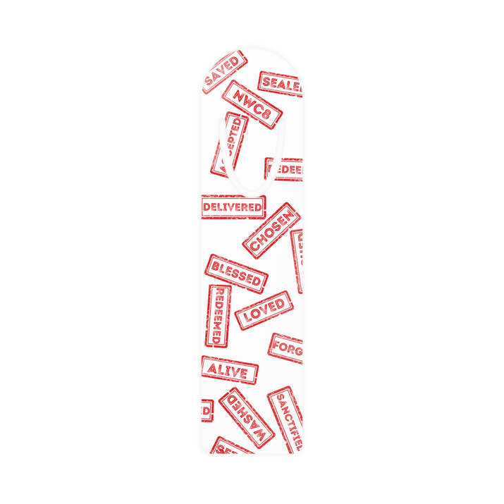 Red stamped Christian bible Bookmark, identity and sealed freedom in Christ Godly Christian bookmark