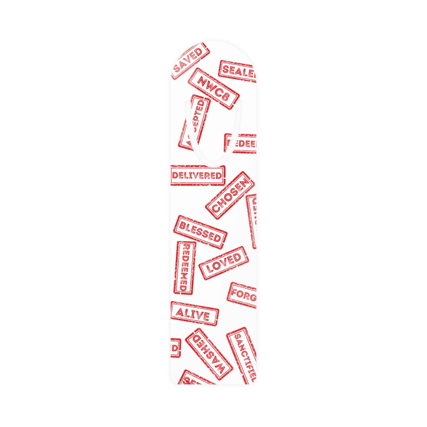 Red stamped Christian bible Bookmark, identity and sealed freedom in Christ Godly Christian bookmark