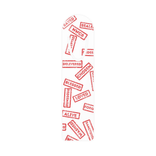 Red stamped Christian bible Bookmark, identity and sealed freedom in Christ Godly Christian bookmark