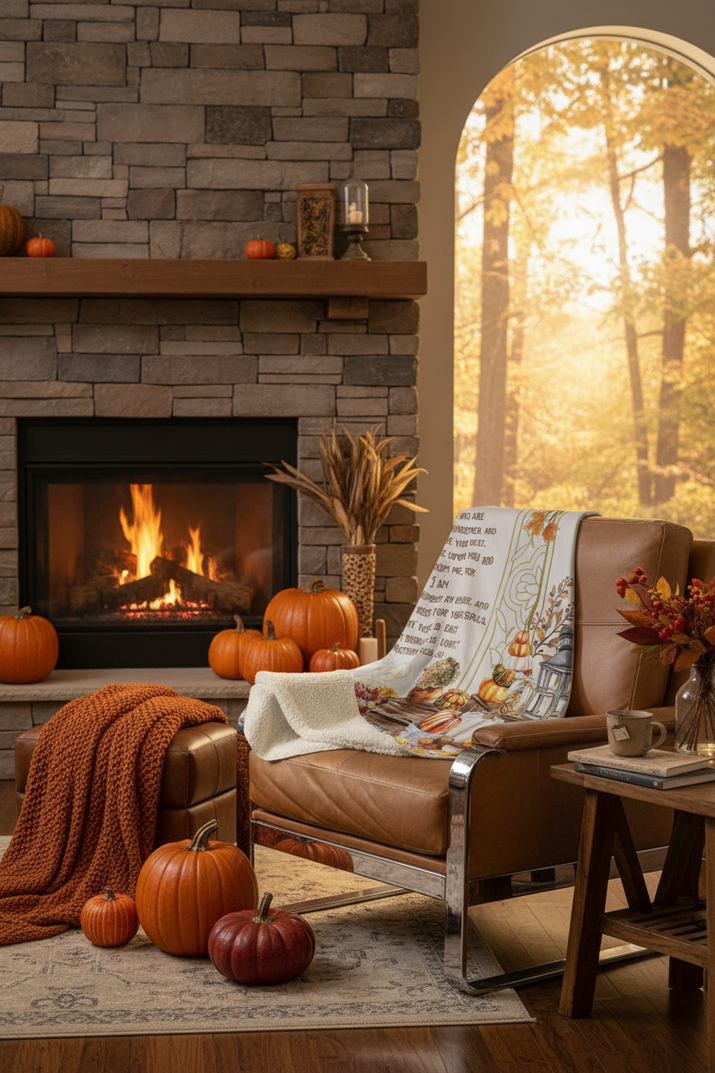 I will give you rest cozy fall Sherpa Fleece Throw Blanket - Matthew 11:28-30