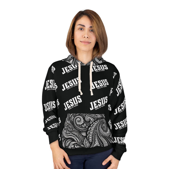 Jesus King of Kings paisley Pullover Hoodie. Godly stylish streetwear hoodie jacket faith