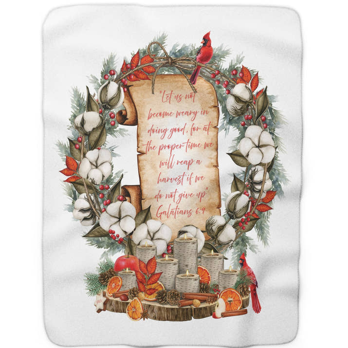 Harvest Winter Scripture Sherpa Blanket