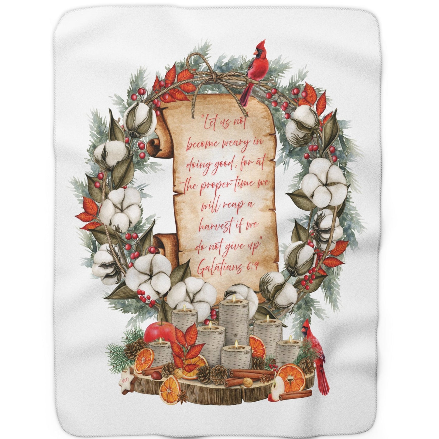 Harvest Winter Scripture Sherpa Blanket