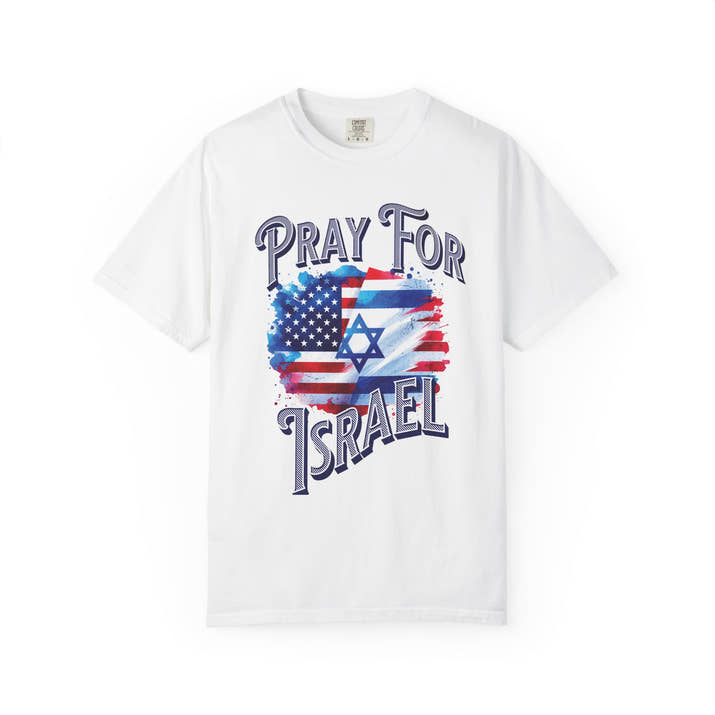 Pray for Israel short sleeve political Christian t-shirt | support Israel prayer tee, United States Israel flag shirt, bible scripture tee
