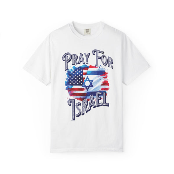 Pray for Israel short sleeve political Christian t-shirt | support Israel prayer tee, United States Israel flag shirt, bible scripture tee