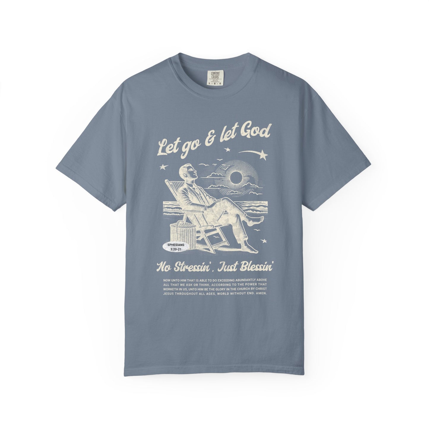 Let go & let God short sleeve beach Tee, Christian t-shirt, faith tee, vintage style shirt, bible scripture quote, Godly religious Jesus tee