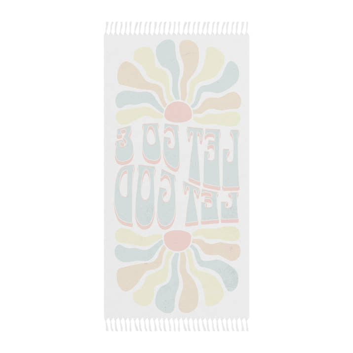 Boho Let go & Let God Beach Cloth towel, oversized christian towel, religious summer beach blanket, retro christian hippie fringed towel