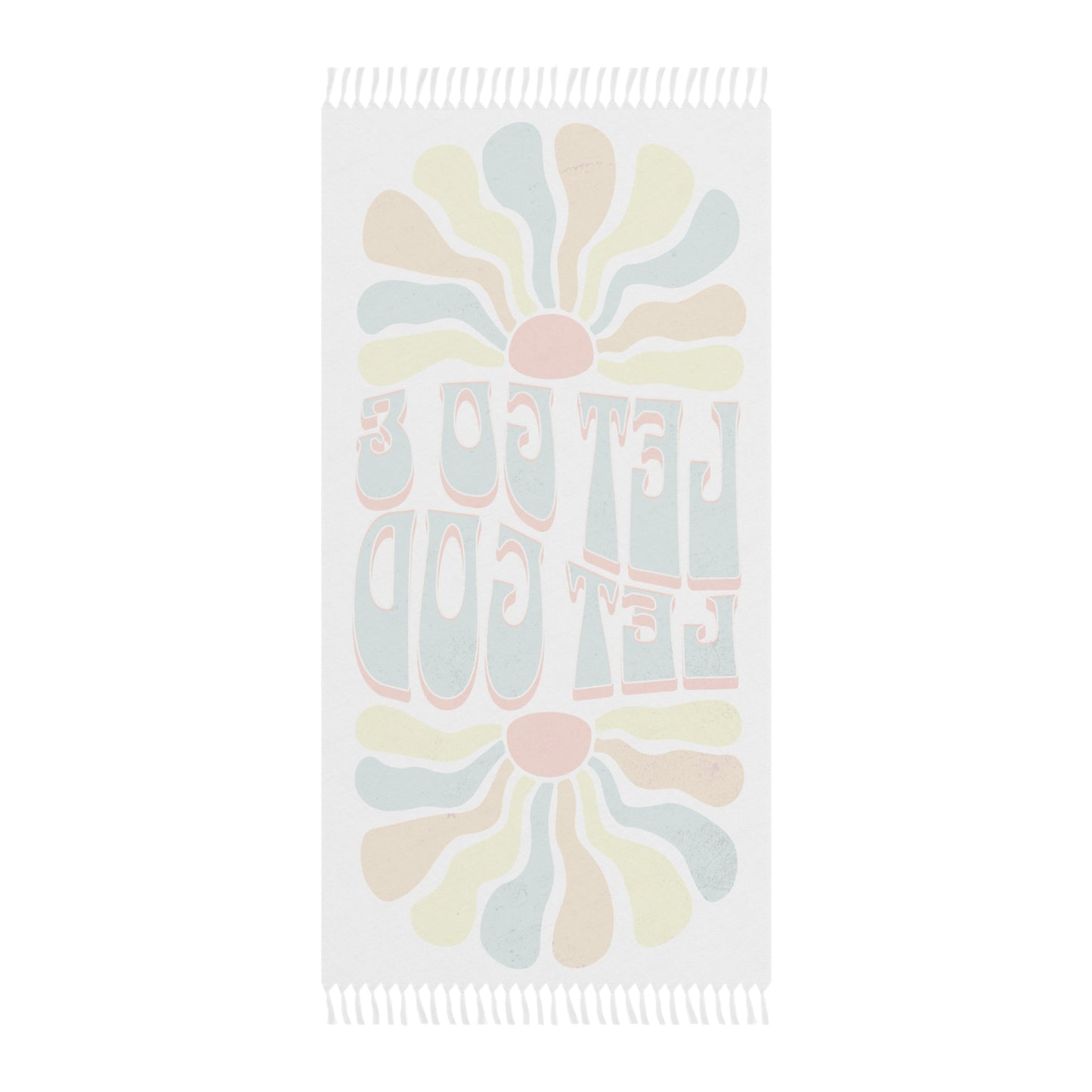 Boho Let go & Let God Beach Cloth towel, oversized christian towel, religious summer beach blanket, retro christian hippie fringed towel