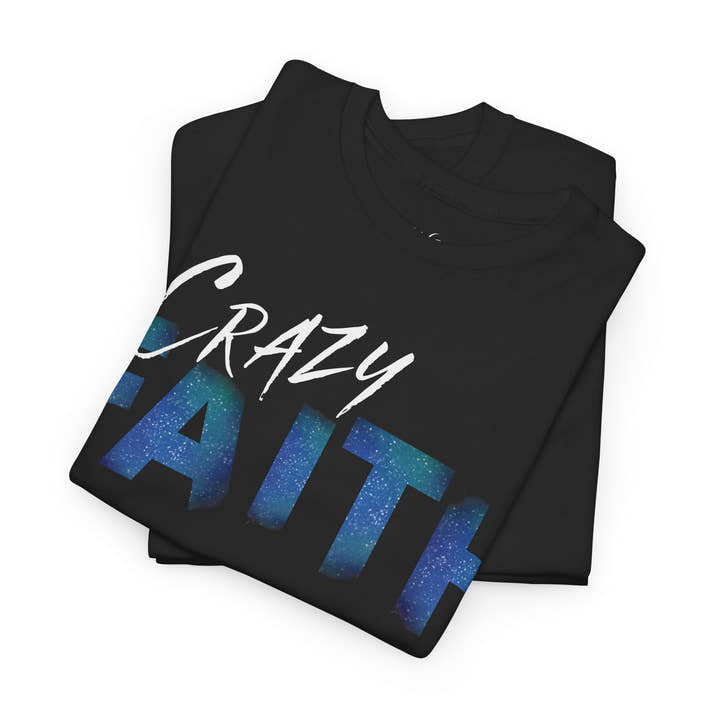 Christian crazy faith galaxy print Unisex Heavy Cotton short sleeved Jesus Tee, cool artistic faithful Christian t-shirt, aesthetic religious