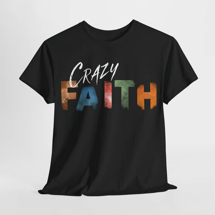 christian crazy faith colorful watercolor paint print Cotton short sleeved Jesus Tee, cool artistic t-shirt, aesthetic watercolor religious