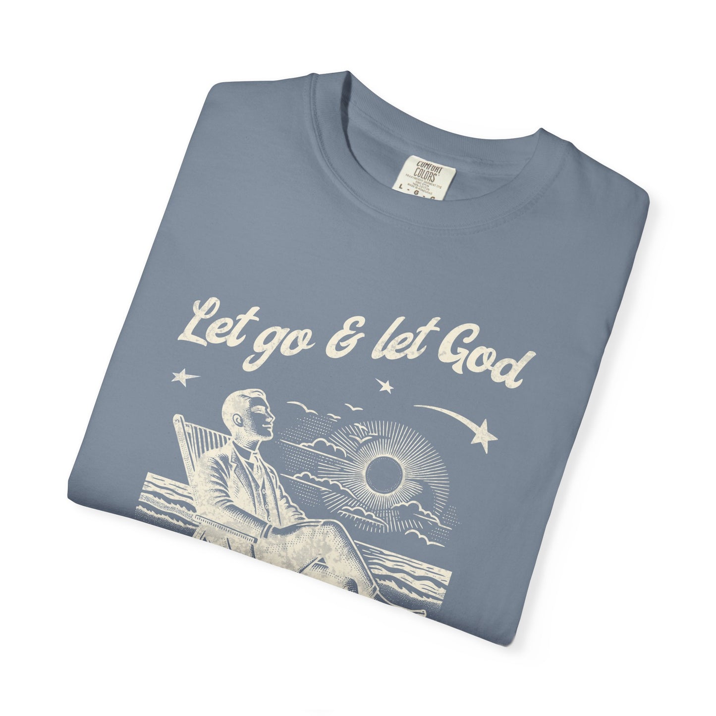 Let go & let God short sleeve beach Tee, Christian t-shirt, faith tee, vintage style shirt, bible scripture quote, Godly religious Jesus tee