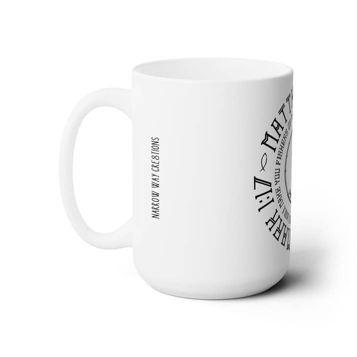 Fisher of men scripture, Ceramic Mug 15oz, Christian coffee mug, Jesus coffee mug