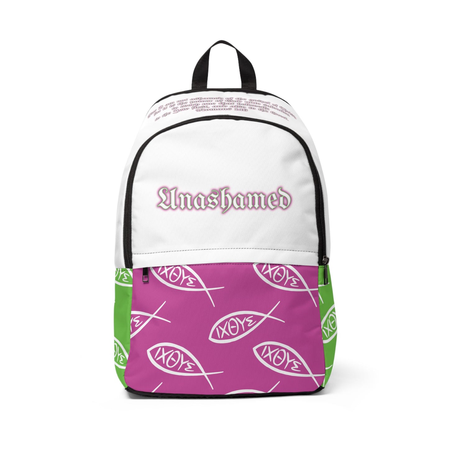 Christian neon color unashamed fisher of men Backpack, bible scripture verse  Jesus faith bookbag