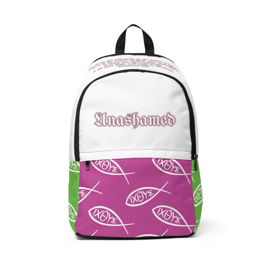 Christian neon color unashamed fisher of men Backpack, bible scripture verse  Jesus faith bookbag
