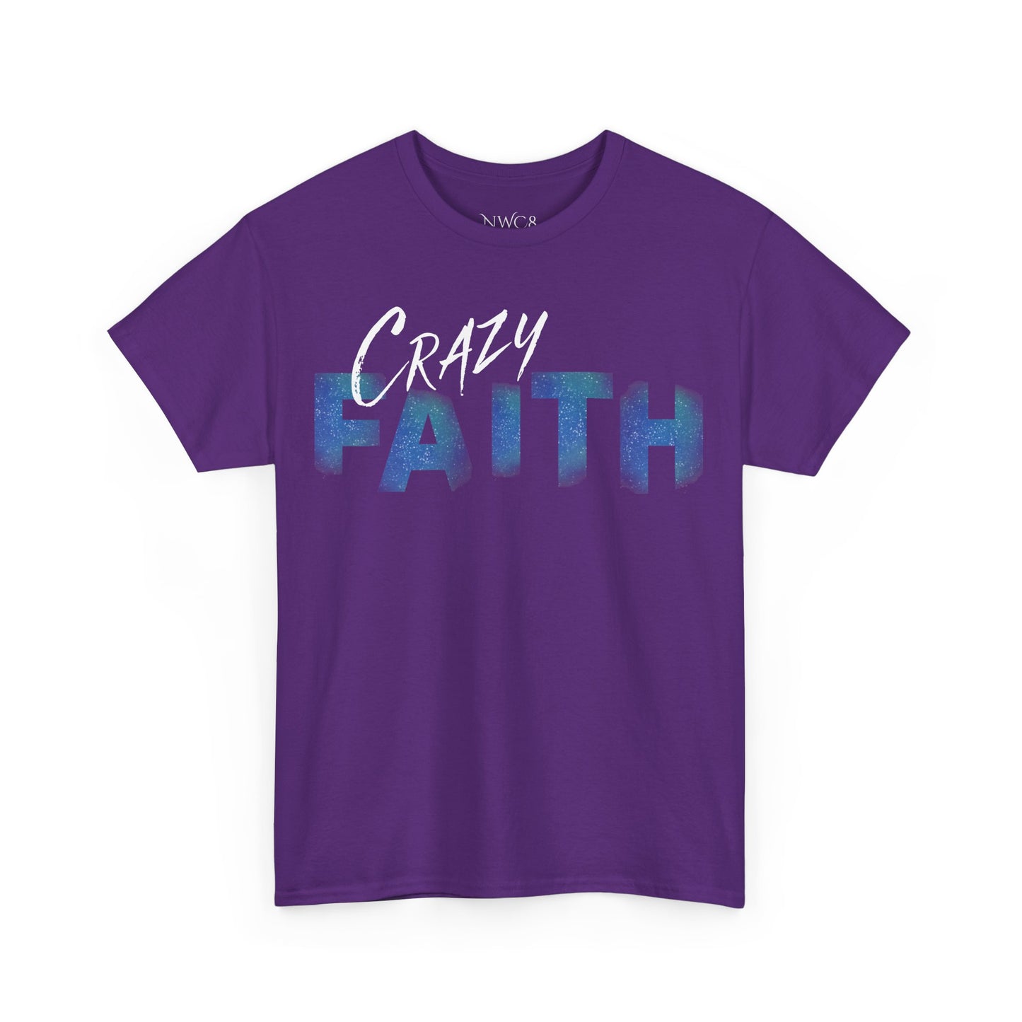 Christian crazy faith galaxy print Unisex Heavy Cotton short sleeved Jesus Tee, cool artistic faithful Christian t-shirt, aesthetic religious