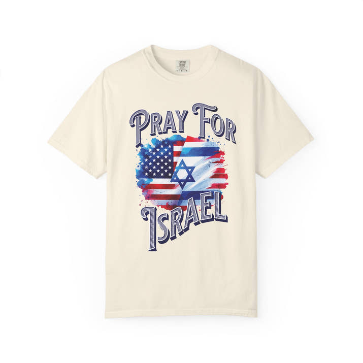 Pray for Israel short sleeve political Christian t-shirt | support Israel prayer tee, United States Israel flag shirt, bible scripture tee