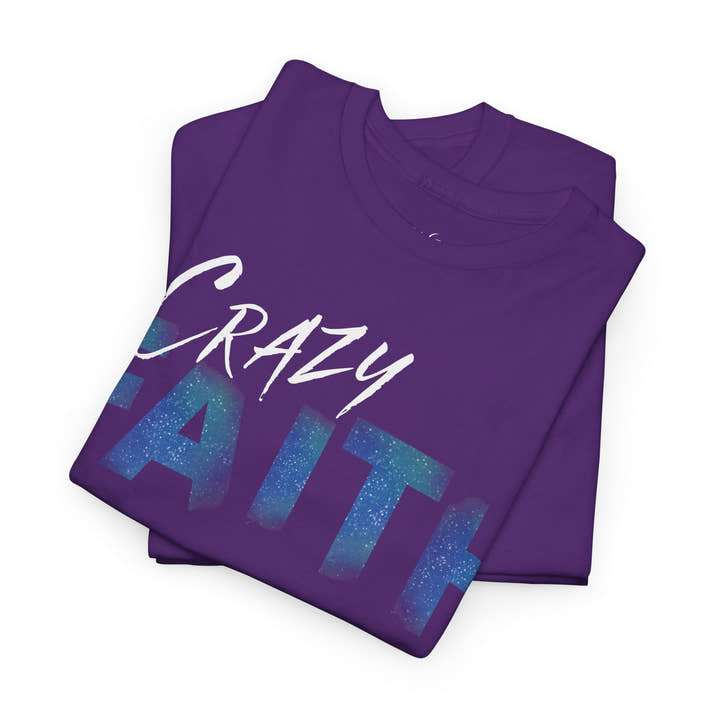 Christian crazy faith galaxy print Unisex Heavy Cotton short sleeved Jesus Tee, cool artistic faithful Christian t-shirt, aesthetic religious