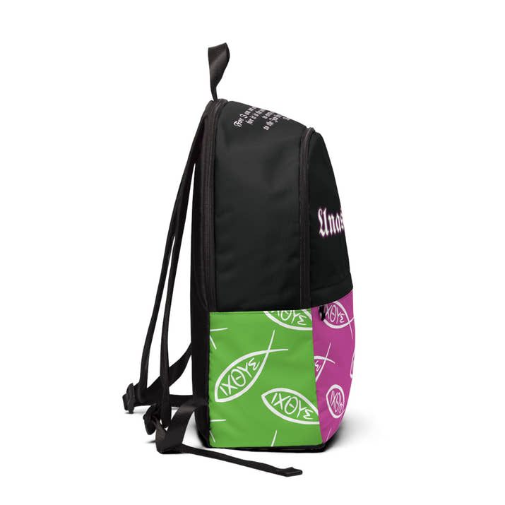 Christian neon color unashamed fisher of men Backpack, bible verse scripture Jesus faith bookbag