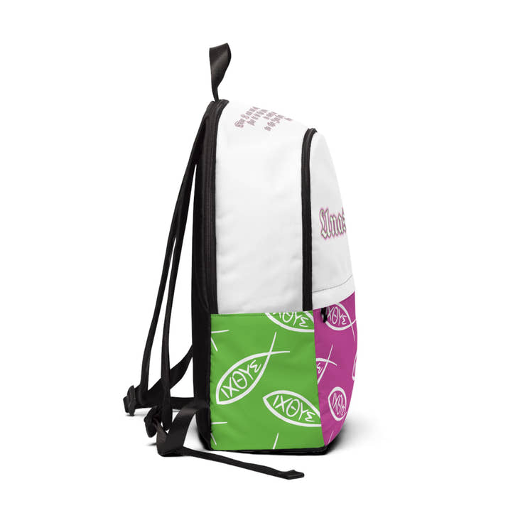 Christian neon color unashamed fisher of men Backpack, bible scripture verse  Jesus faith bookbag