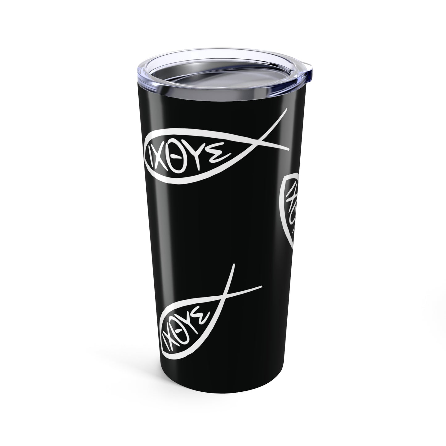 Jesus Ichthys fish pattern insulated Tumbler 20oz, Jesus Christ son of God Savior coffee cup
