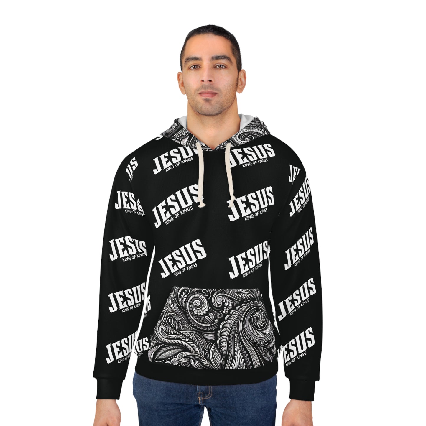 Jesus King of Kings paisley Pullover Hoodie. Godly stylish streetwear hoodie jacket faith