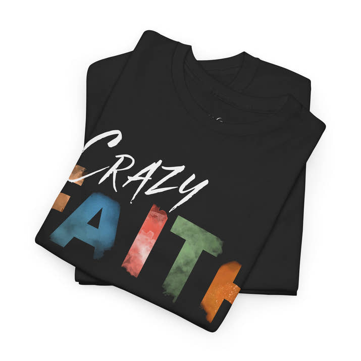 christian crazy faith colorful watercolor paint print Cotton short sleeved Jesus Tee, cool artistic t-shirt, aesthetic watercolor religious
