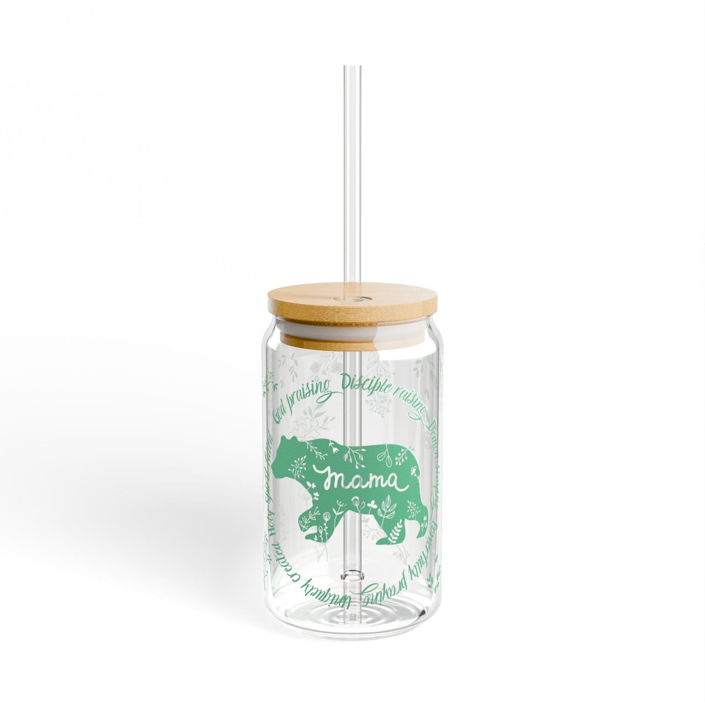 Mama bear glass tumbler Mother's day gift, Christian drinking glass, wife tumbler glass cup, faith tumbler, flowery pretty tumbler for her