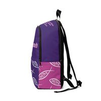 Christian tri color unashamed fisher of men Backpack, bible verse scripture Jesus faith bookbag