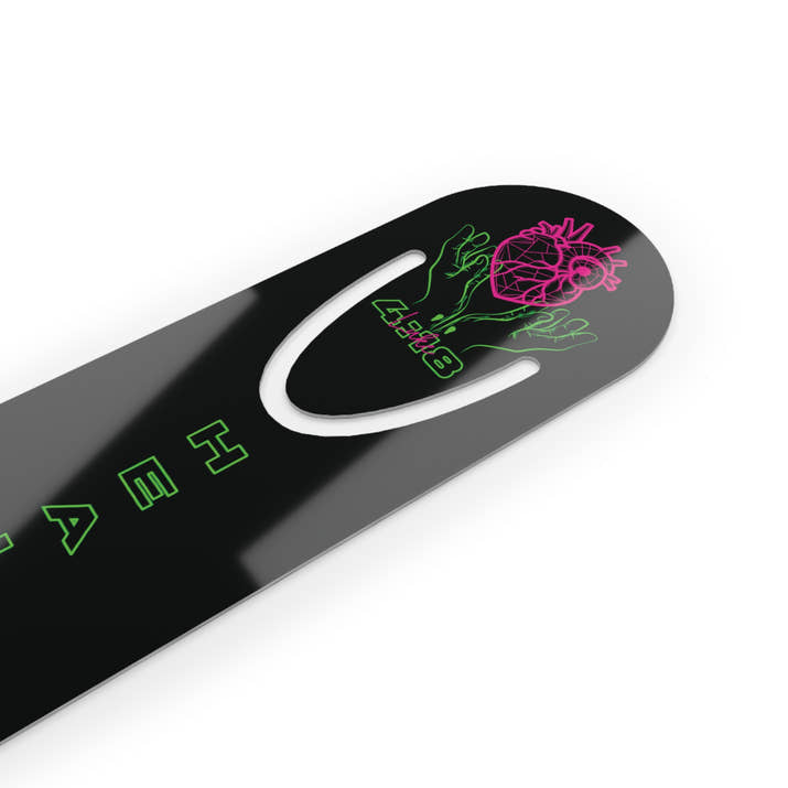 Neon heals the brokenhearted Jesus bible bookmark, mended heart in Jesus hands scripture quote Christian page marker