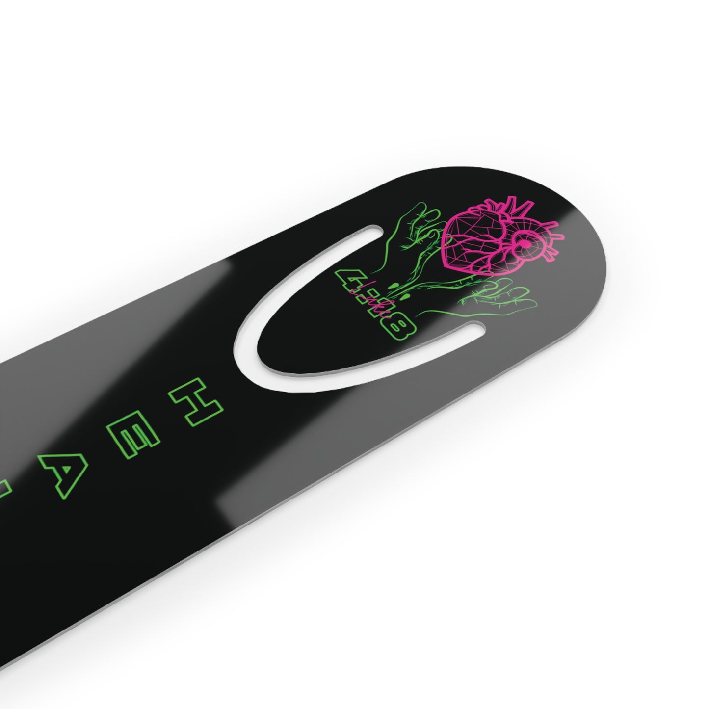 Neon heals the brokenhearted Jesus bible bookmark, mended heart in Jesus hands scripture quote Christian page marker