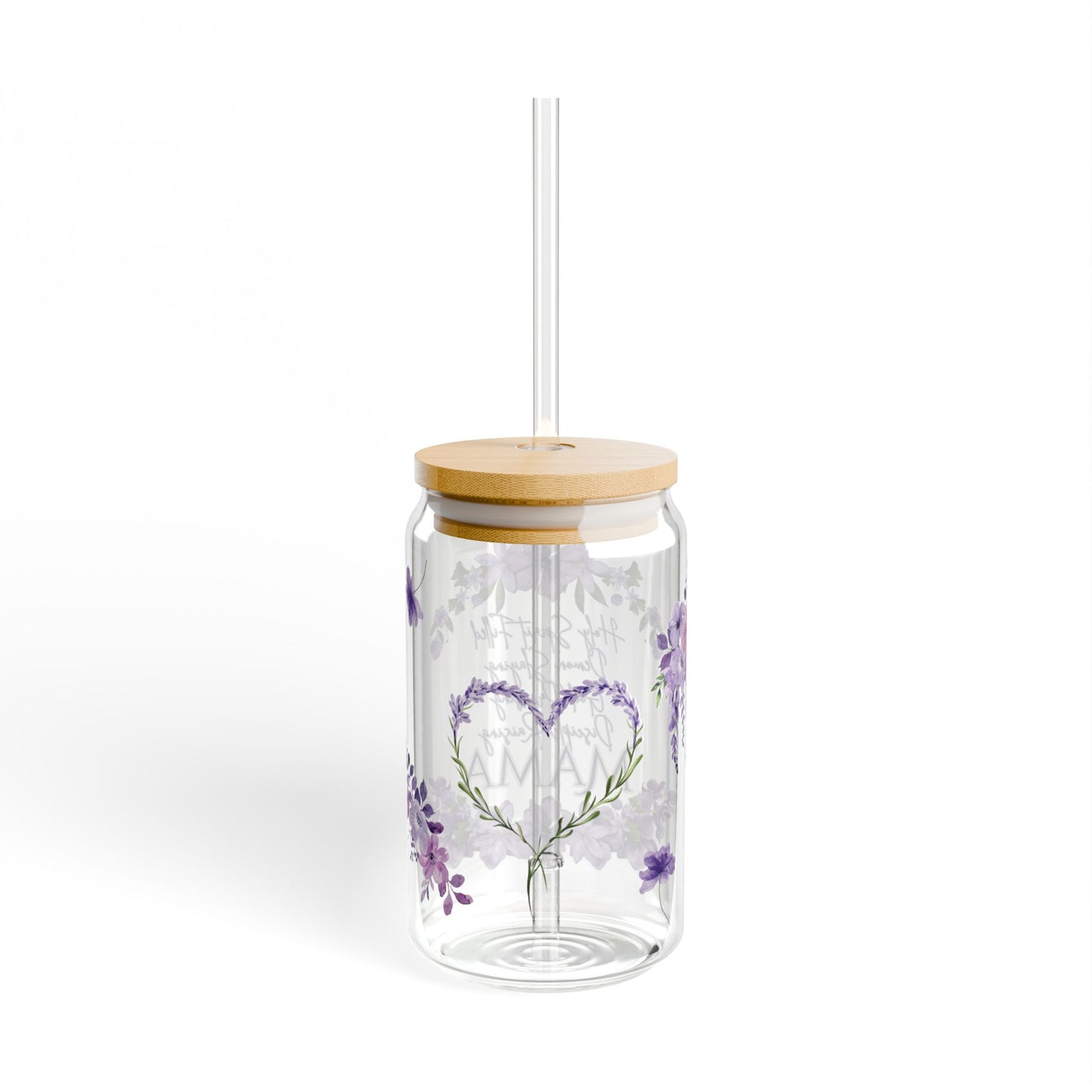 elegant purple flower mama glass tumbler Mothers day gift, christian drinking glass, wife faith tumbler glass cup, pretty tumbler