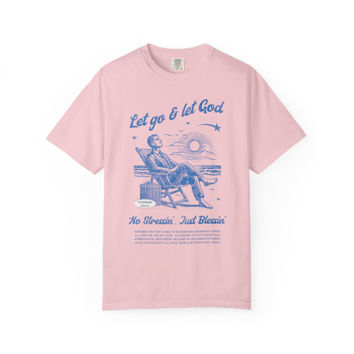 Let go & let God short sleeve beach Tee, Christian t-shirt, faith tee, vintage style shirt, bible scripture quote, Godly religious Jesus tee