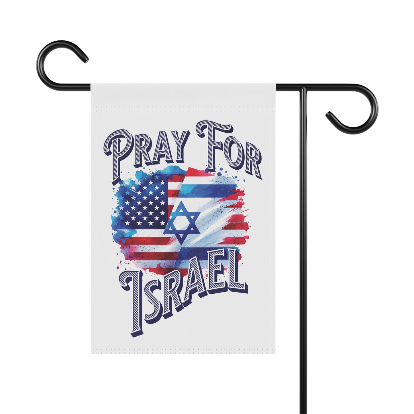 Pray for Israel red white blue Garden & House Banner, religious patriotic american flag Isralie flag unity banner, nation prayer watercolor