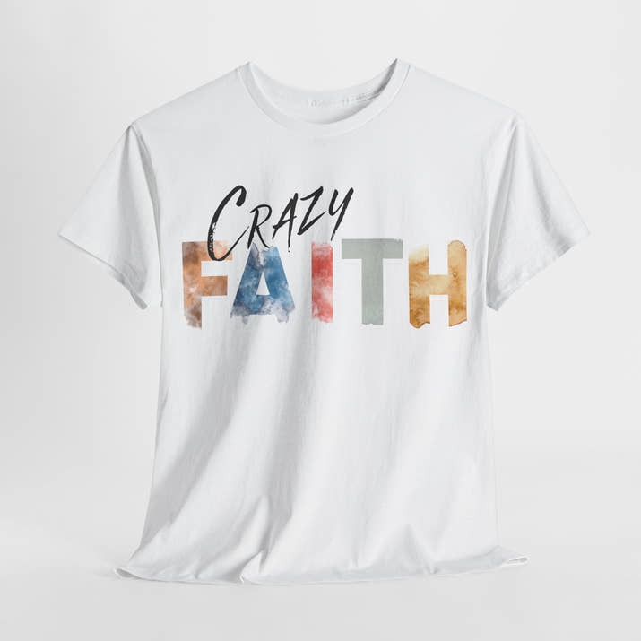 christian crazy faith colorful watercolor paint print Cotton short sleeved Jesus Tee, cool artistic t-shirt, aesthetic watercolor religious