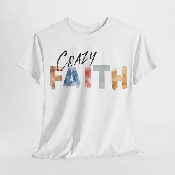 christian crazy faith colorful watercolor paint print Cotton short sleeved Jesus Tee, cool artistic t-shirt, aesthetic watercolor religious