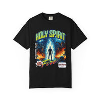 Holy Spirit fire short sleeve Christian t-shirt, cool faith tee, vintage comic book style shirt, bible scripture quote, word of God tee