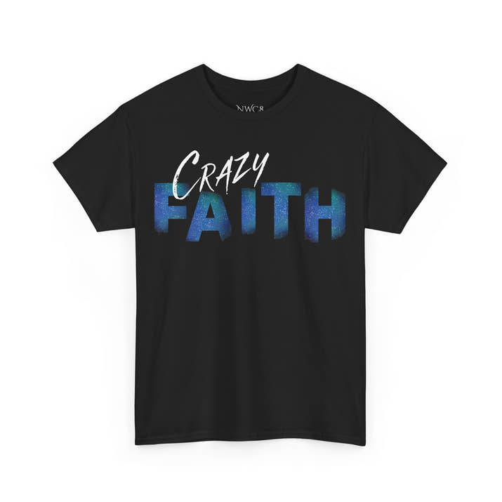 Christian crazy faith galaxy print Unisex Heavy Cotton short sleeved Jesus Tee, cool artistic faithful Christian t-shirt, aesthetic religious