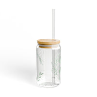 elegant leaf print mama glass tumbler Mothers day gift, christian drinking glass, wife faith tumbler glass cup, flower pretty tumbler