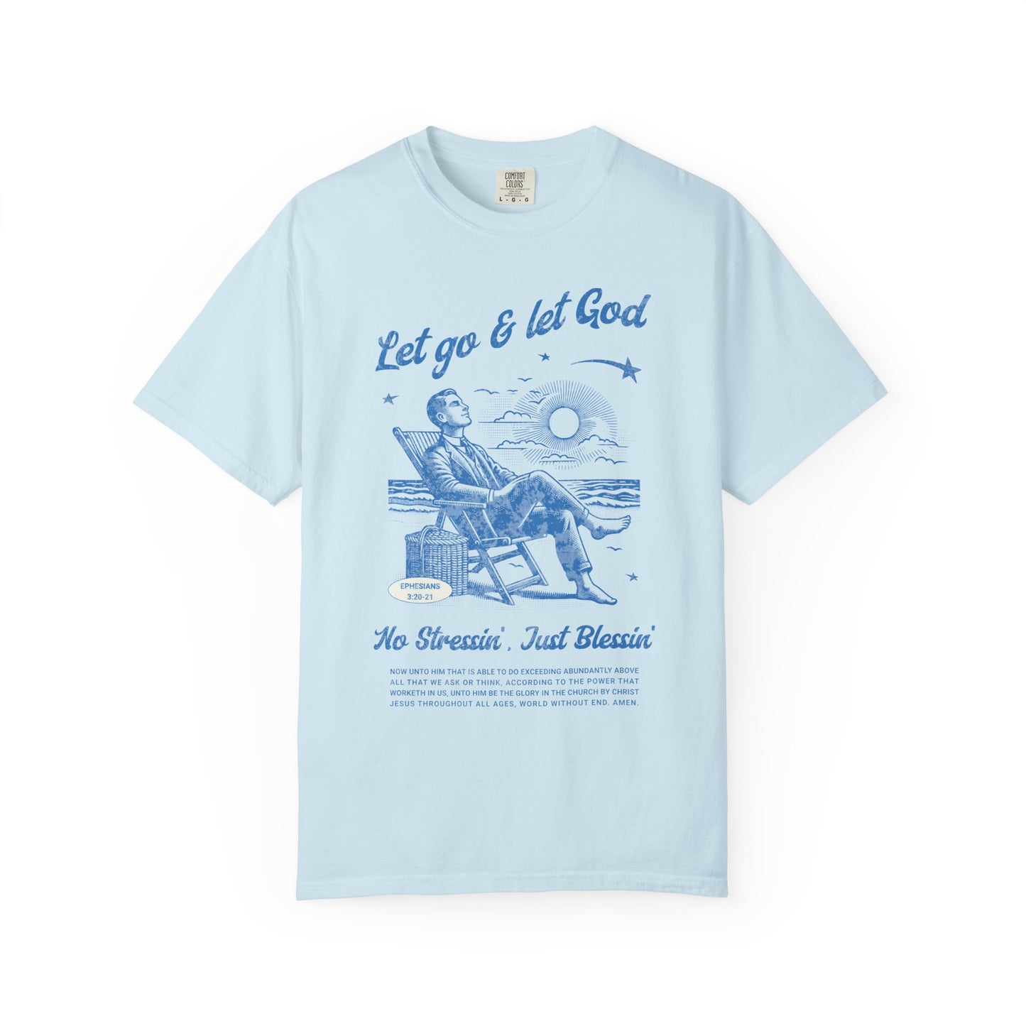 Let go & let God short sleeve beach Tee, Christian t-shirt, faith tee, vintage style shirt, bible scripture quote, Godly religious Jesus tee