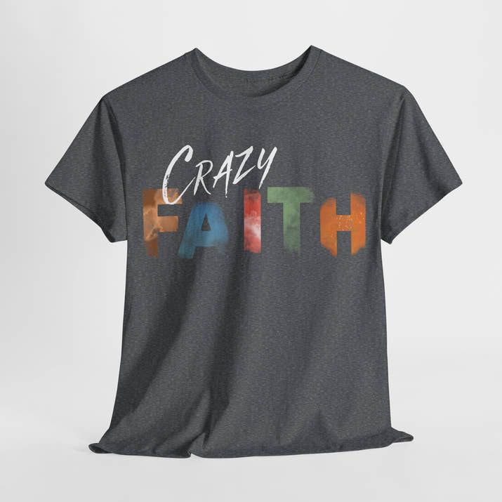 christian crazy faith colorful watercolor paint print Cotton short sleeved Jesus Tee, cool artistic t-shirt, aesthetic watercolor religious