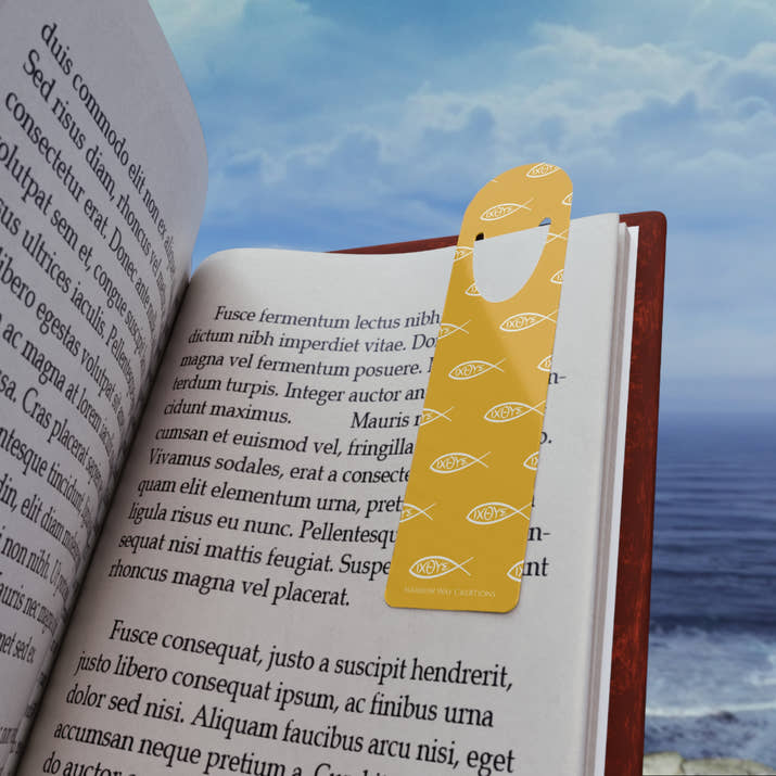 Ichthys Christian fish symbol pattern Bookmark, Jesus fisher of men symbol page marker