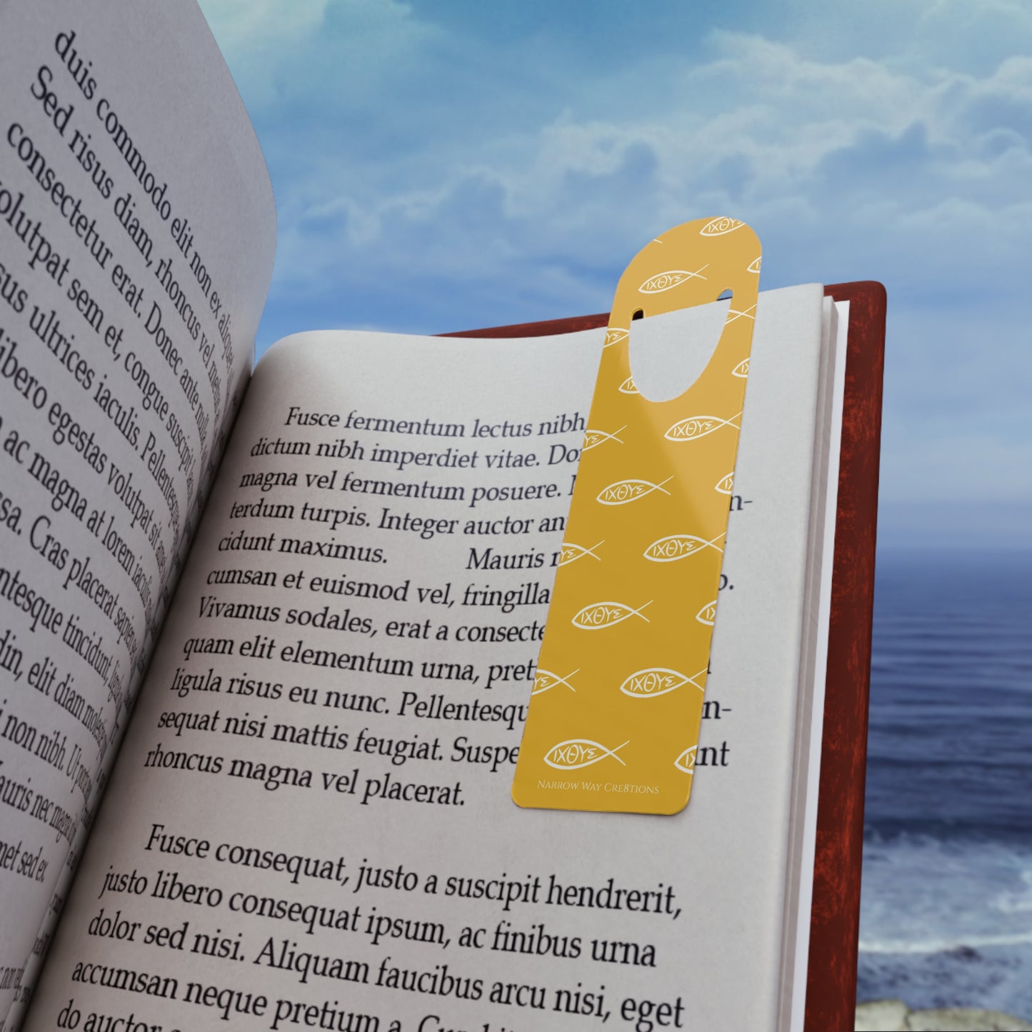 Ichthys Christian fish symbol pattern Bookmark, Jesus fisher of men symbol page marker