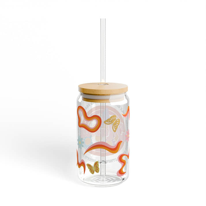 retro style flower mama glass tumbler Mothers day gift, christian drinking glass, wife faith tumbler glass cup, pretty tumbler